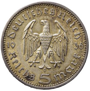 reverse: GERMANIA Nazista (Terzo Reich) (1933 - 1945) 5 reichsmark 1936. Ag. KM# 86. BB+