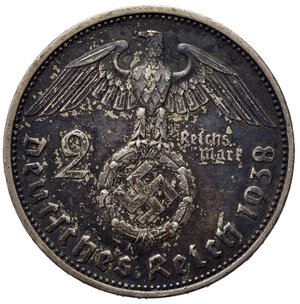 reverse: GERMANIA Nazista (Terzo Reich) (1933 - 1945) 2 reichsmark 1938. Ag. KM# 93. qSPL