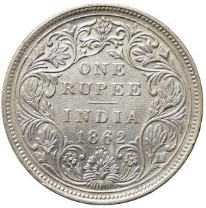 reverse: INDIA. Vittoria (1862-1901) 1 rupia 1862. Ag. KM# 473. qSPL