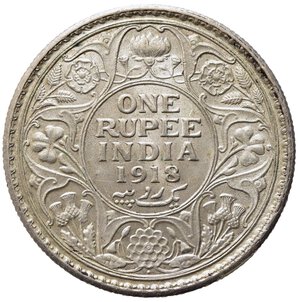 reverse: INDIA. Giorgio V (1911-1937) 1 rupia 1918. Ag. KM# 524. SPL