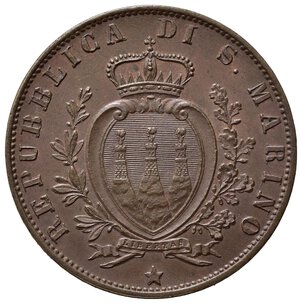 obverse: SAN MARINO. Vecchia monetazione (1864-1938) 5 centesimi 1894. KM 1; Gig. 39. Cu.SPL