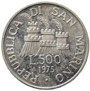 obverse: SAN MARINO. 500 lire 1975. Ag. FDC