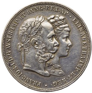 obverse: AUSTRIA. Francesco Giuseppe I (1848-1916). 2 Fiorini austro ungarici 1879 - 25° anniversario - Nozze d argento. Ag. X# M5. BB+