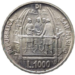 obverse: SAN MARINO. 1000 lire 1977. Ag. FDC