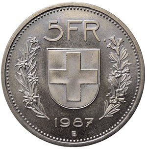 reverse: SVIZZERA. Confederazione Elvetica (1968-2022). 5 franchi 1987 B. qFDC