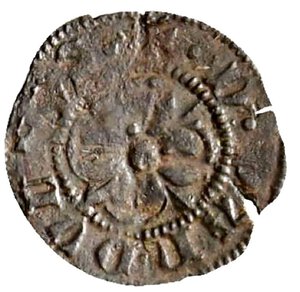 obverse: FANO. Pandolfo Malatesta (1384-1427) Picciolo (g. 0,25). Rosa malatestiana a quattro petali R/ Lettere FANI disposte a croce. CNI t, 16,10. Mi. RARO. +BB