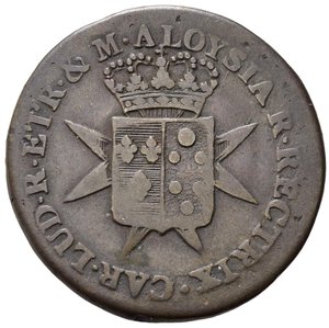 obverse: FIRENZE. Carlo Ludovico di Borbone (1803-1807). Regno d Etruria. 2 soldi da 1/10 di lira 1804. Cu (4,08 g). Gig. 19. MB