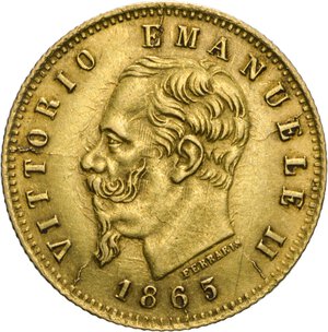 obverse: REGNO D ITALIA - VITTORIO EMANUELE II, 5 Lire 1865