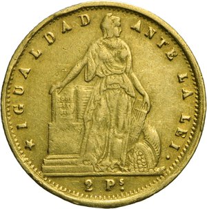 obverse: CILE - Dos Pesos 1860