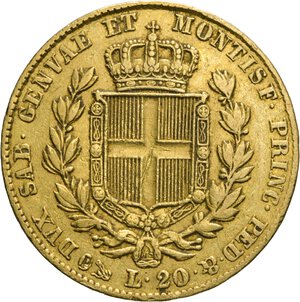 reverse: REGNO DI SARDEGNA - CARLO ALBERTO, 1831-1849, 20 LIRE