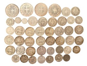 reverse: REGNO D ITALIA - Lotto di 46 monete in argento del Regno d’Italia