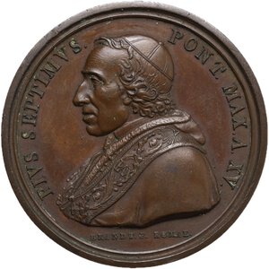 obverse: Pio VII (1800-1823), Barnaba Chiaramonti. Medaglia straordinaria A. XV per il ritorno del Papa a Roma