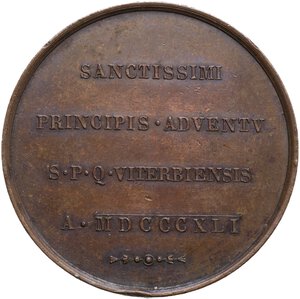 reverse: Gregorio XVI (1831-1846), Bartolomeo Alberto Cappellari. . Medaglia A. XI per la del Papa a Viterbo