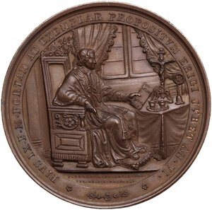 obverse: Pio IX  (1846-1878), Giovanni Mastai Ferretti. Medaglia 1854 per il restauro della torre di Porta Pia