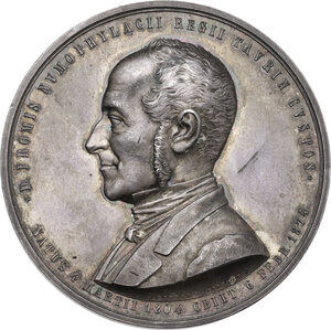 obverse: Domenico Promis (1804-1874), storico e numismatico. Medaglia coniata 1874, per la morte