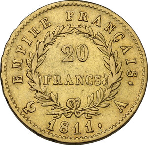 reverse: France.  Napoleon (1799-1814).. 20 Francs 1811 A, Paris Mint