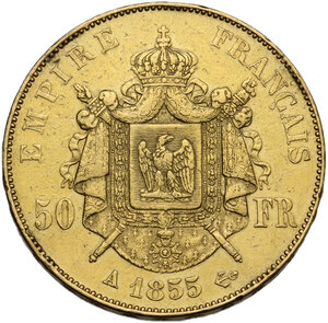 reverse: France.  Napoleon III (1852- 1870). 50 francs 1855 A, Paris mint