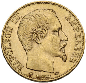 obverse: France.  Napoleon III (1852-1870). 20 francs 1855 BB, Strasbourg mint. Bee/Anchor