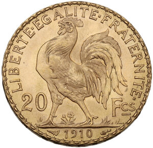 reverse: France.  Third republic (1870-1940).. 20 francs 1910