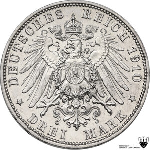 reverse: Germany.  Friedrich August III (1904-1918). 3 mark 1910 E, Muldenhutten