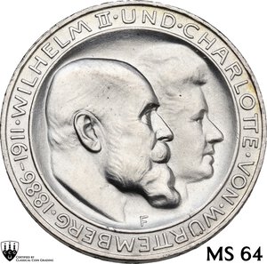 obverse: Germany.  Wilhelm II (1888-1918). 3 mark 1911 F, Stuttgart mint