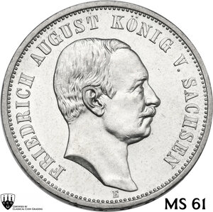 obverse: Germany.  Friedrich August III (1904-1918). 3 mark 1912 E, Muldenhutten mint