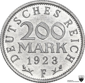 reverse: Germany.  Weimar Republic.. 200 mark 1923 F, Stuttgart mint