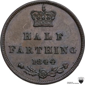reverse: Great Britain.  Victoria (1837-1901).. 1/2 Farting 1844