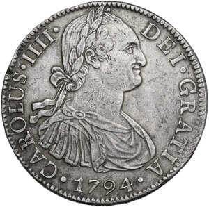 obverse: Mexico.  Charles IV of Spain(1788-1808).. 8 Reales 1794, Mo-FM, Mexico City mint