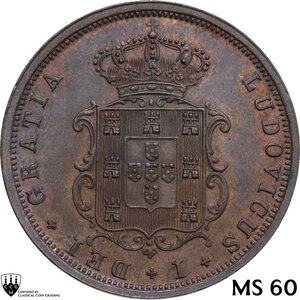 obverse: Portugal.  Luiz I (1861-1889). 5 Reis 1874