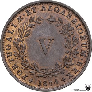 reverse: Portugal.  Luiz I (1861-1889). 5 Reis 1874