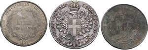 reverse: Lotto di tre (3) monete: tallero italicorum 1918, 5 lire 1848 Milano, 5 Lire 1848 Venezia