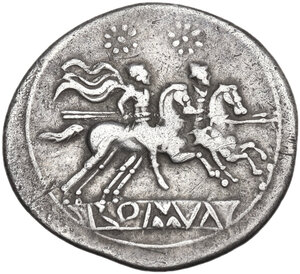 reverse: Anonymous. AR Denarius, uncertain Campanian mint (Castra Claudiana?), 215 BC