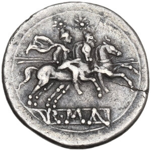 reverse: Anonymous. AR Quinarius, uncertain Campanian mint (Cales?), 214 BC