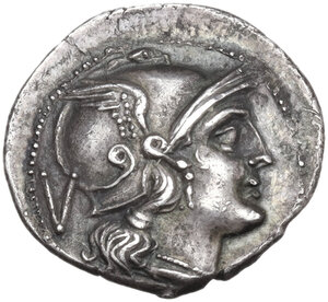 obverse: Anonymous. AR Quinarius, uncertain Samnite mint (Beneventum?), 213 BC