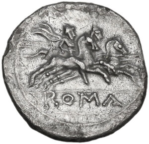 reverse: Anonymous. AR Quinarius, after 211 BC. Uncertain mint