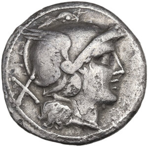 obverse: Anchor series.  AR Denarius, uncertain Campanian mint (Capua?), 210 BC