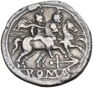 reverse: Anchor series.  AR Denarius, uncertain Campanian mint (Capua?), 210 BC
