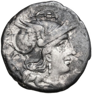 obverse: Anonymous.  AR Denarius, uncertain Campanian mint (Capua?), 206-205 BC