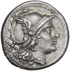 obverse: Anonymous. AR Denarius, uncertain Apulian mint , 210 BC
