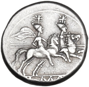 reverse: Anonymous. AR Denarius, uncertain Sicilian mint (Catania?), 213 BC