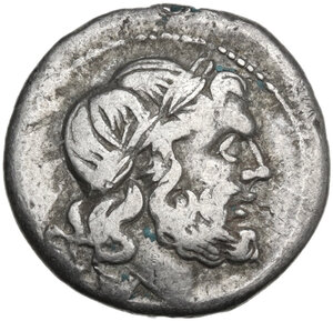 obverse: Spearhead series. AR Victoriatus, uncertain Samnite mint, 213 BC
