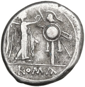 reverse: Staff series.. AR Victoriatus, 206-195 BC