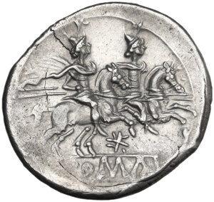 reverse: Star series. AR Denarius, uncertain Campanian mint (Capua?), 204 BC
