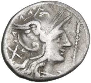 obverse: Staff and feather series. AR Denarius, uncertain Spanish mint (Tarraco?), 201 BC