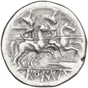 reverse: Staff and feather series. AR Denarius, uncertain Spanish mint (Tarraco?), 201 BC