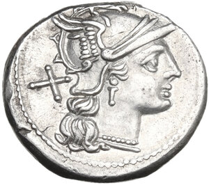 obverse: Cn. Domitius Ahenobarbus. AR Denarius, uncertain Spanish mint, 204 BC