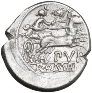 reverse: Furius Purpurio.. AR Denarius, 169-158 BC