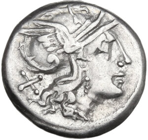 obverse: Furius Purpurio.. AR Denarius, 169-158 BC