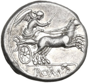 reverse: Anonymous.. AR Denarius, 157-156 BC